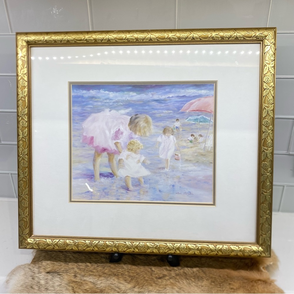 Helene Leveillee Artwork "On vacation at Last," Pastel Ocean Art Print Signed